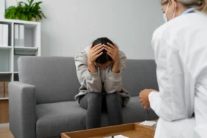 Woman experiencing stress and nervous system imbalance symptoms